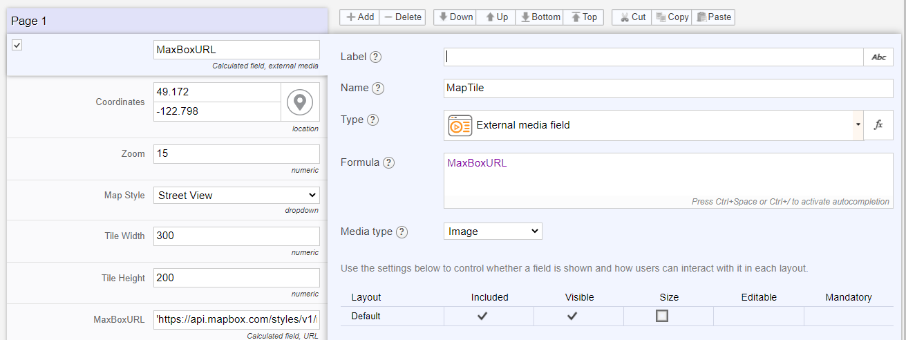 Using External Media fields for map display