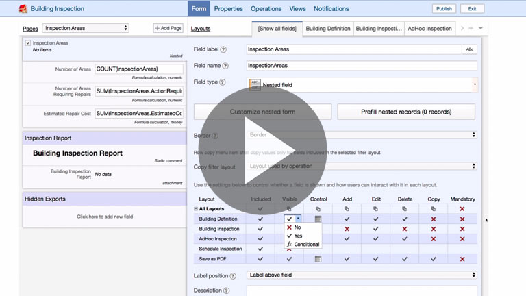 Nested Fields in Business Process Applications